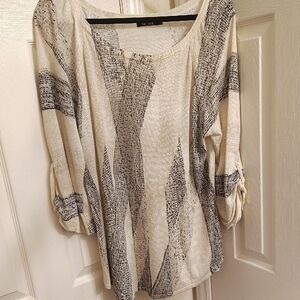 No Boundaries Beige and Black Patterned Blouse